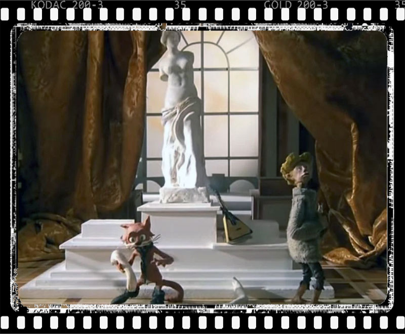 У Венеры Милосской отваливаются руки, кадр из мультфильма "Кот в сапогах"